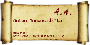 Anton Annunciáta névjegykártya